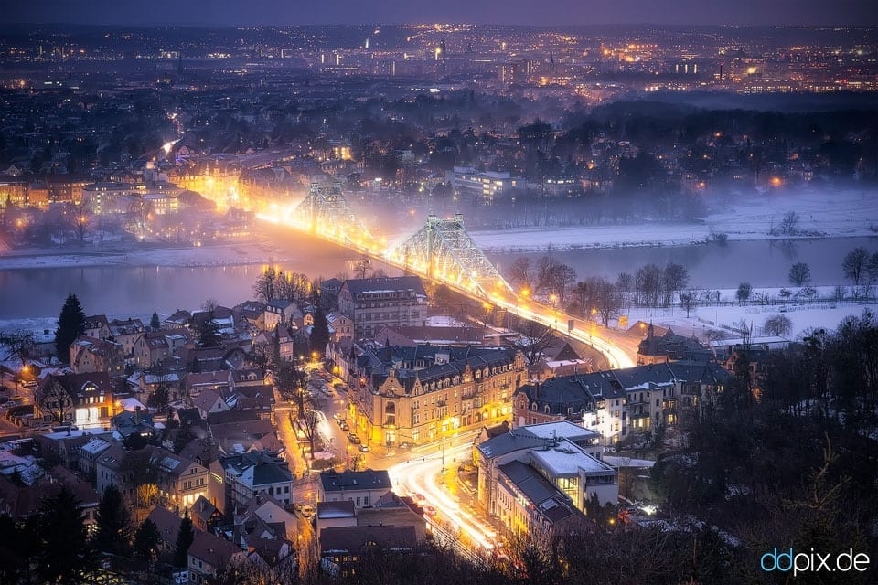 Blick auf das winterliche Dresden