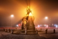 Goldener Reiter im Nebel