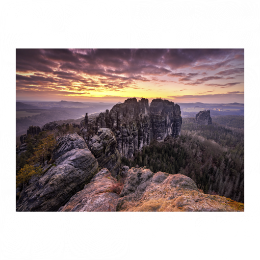 Puzzle (Nr. 01452) Schrammsteine zum Sonnenuntergang