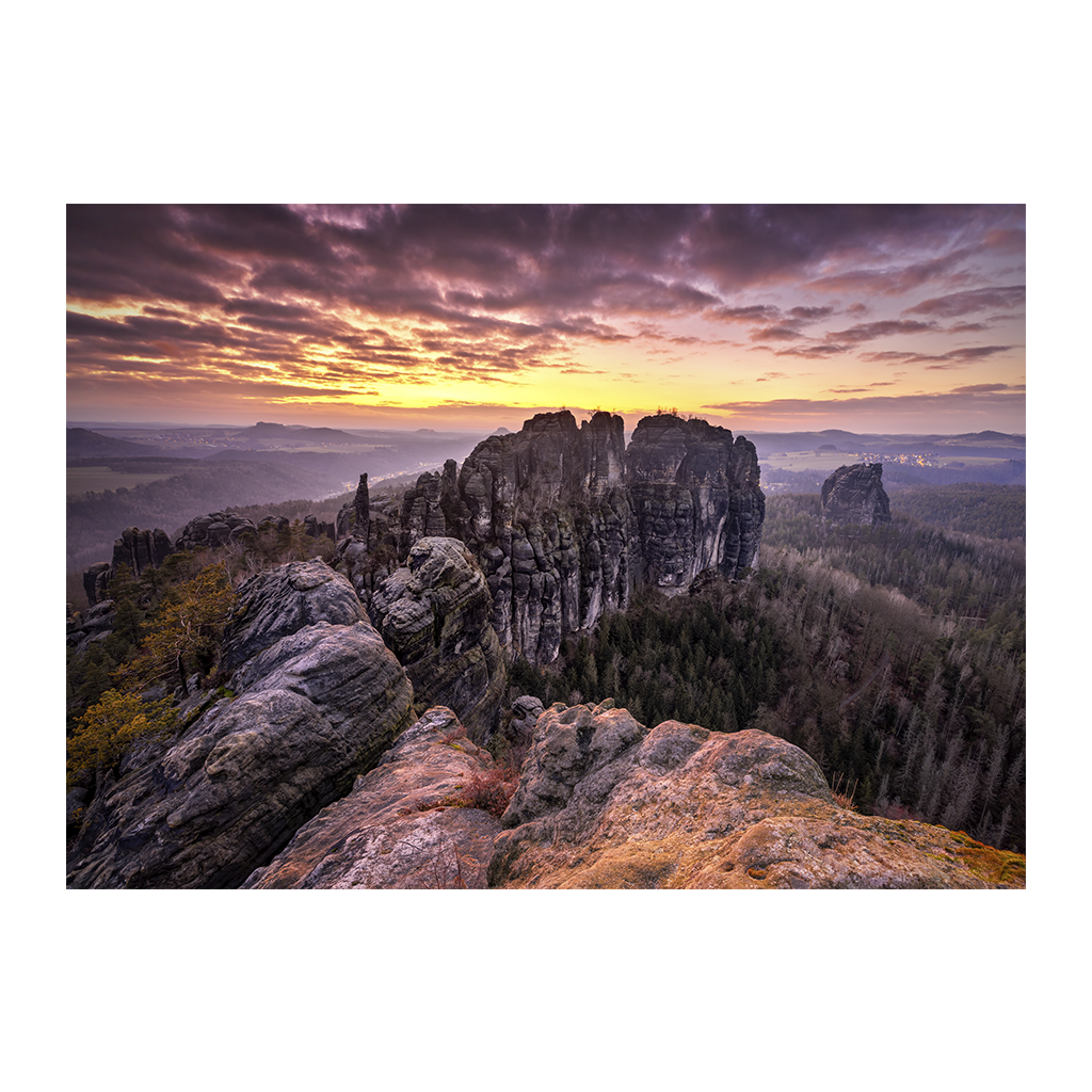 Puzzle (Nr. 01452) Schrammsteine zum Sonnenuntergang