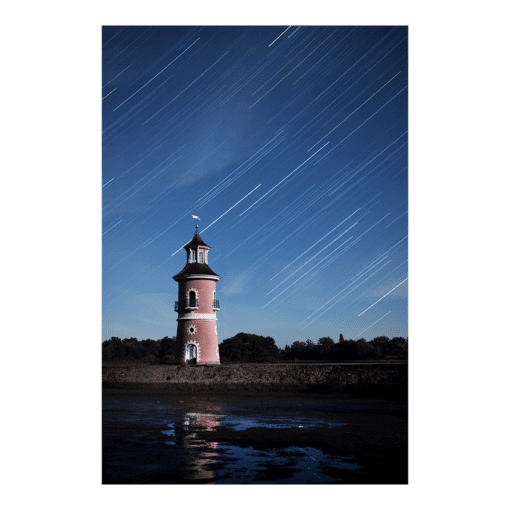 Poster (00177) Leuchtturm Moritzburg bei Nacht