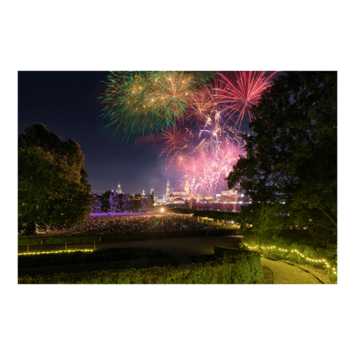 Alu-Dibond (00632) Feuerwerk über Dresden