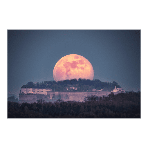 Fotoabzug (00691) Vollmond hinter Festung Königstein