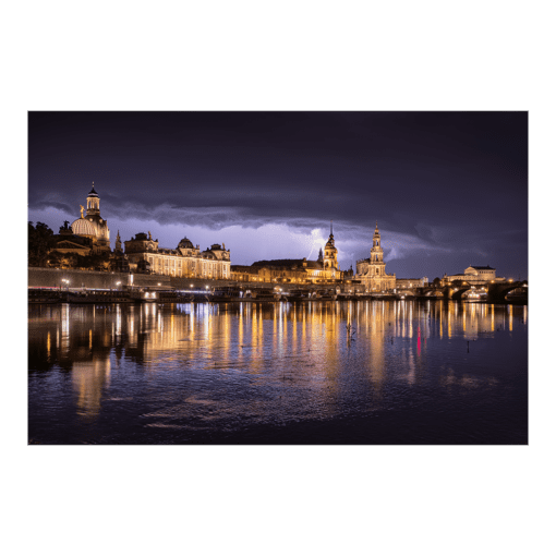 Alu-Dibond (00705) Dresden Skyline Gewitter