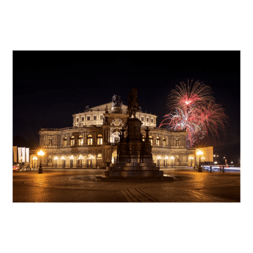 Alu-Dibond (00769) Semperoper Dresden mit Feuerwerk