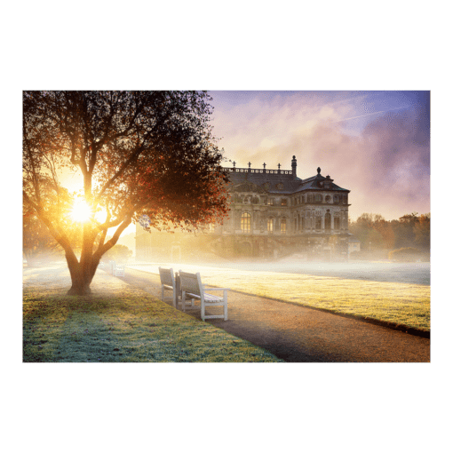 Alu-Dibond (00989) Großer Garten im Nebel