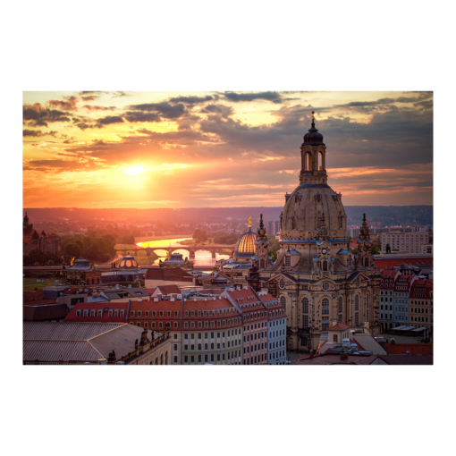 Alu-Dibond (01259) Frauenkirche zum Sonnenaufgang
