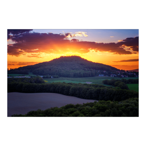 Leinwand (01373) Landeskrone zum Sonnenuntergang