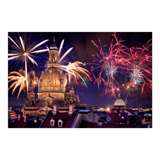 Poster (01311) Feuerwerk hinter der Frauenkirche