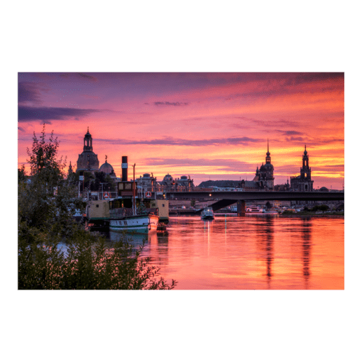 Alu-Dibond (01406) Sonnenuntergang am Elbufer