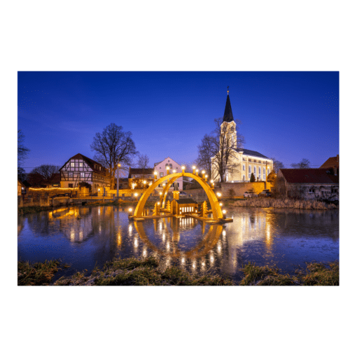 Poster (01432) Schwibbogen Bärnsdorf am Abend