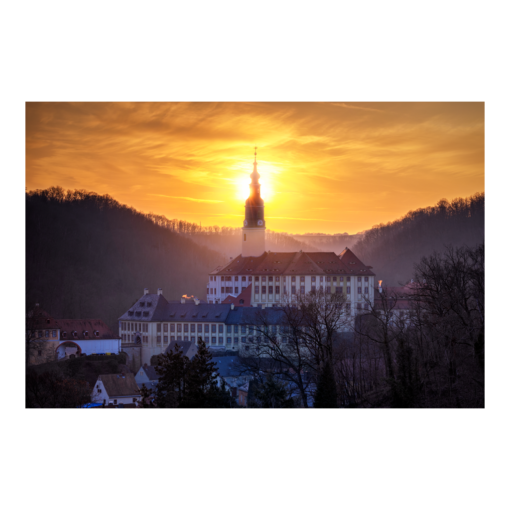Alu-Dibond (01451) Schloss Weesenstein zum Sonnenuntergang