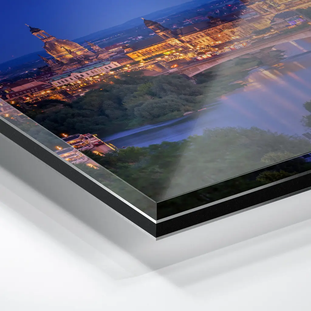Acryl Board (01530) Skyline Luftbild am Abend – Bild 2
