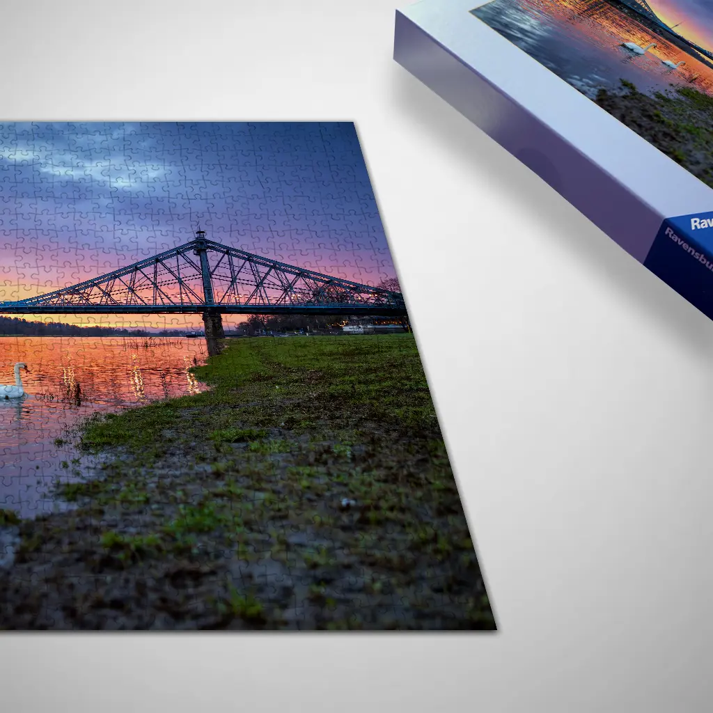 Puzzle (Nr. 01318) Sonnenaufgang am Blauen Wunder – Bild 2