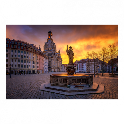 Fotoabzug (01620) Frauenkirche mit Friedensbrunnen