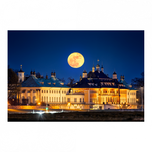 Alu-Dibond (01621) Mondaufgang am Schloss Pillnitz