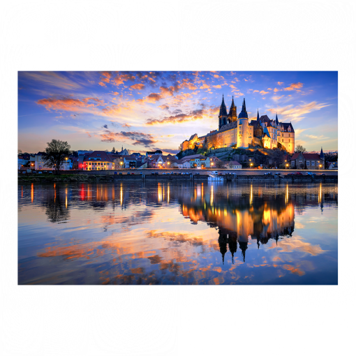 Alu-Dibond (01622) Albrechtsburg Meissen zum Sonnenuntergang