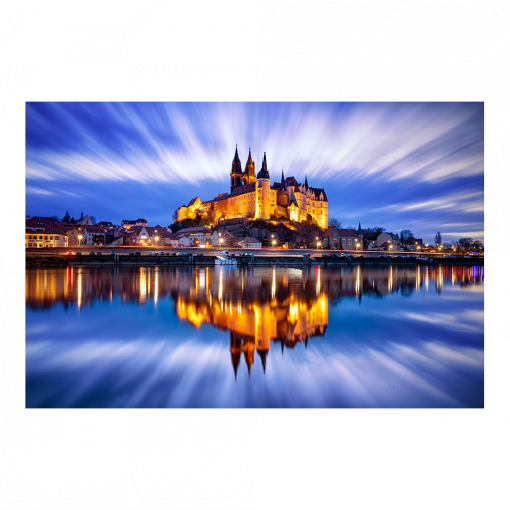 Alu-Dibond (01623) Albrechtsburg Meißen zur Blauen Stunde