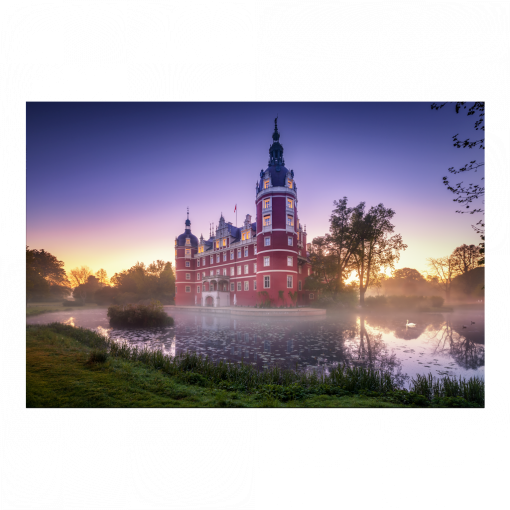 Poster (01670) Schloss Muskau im Morgennebel