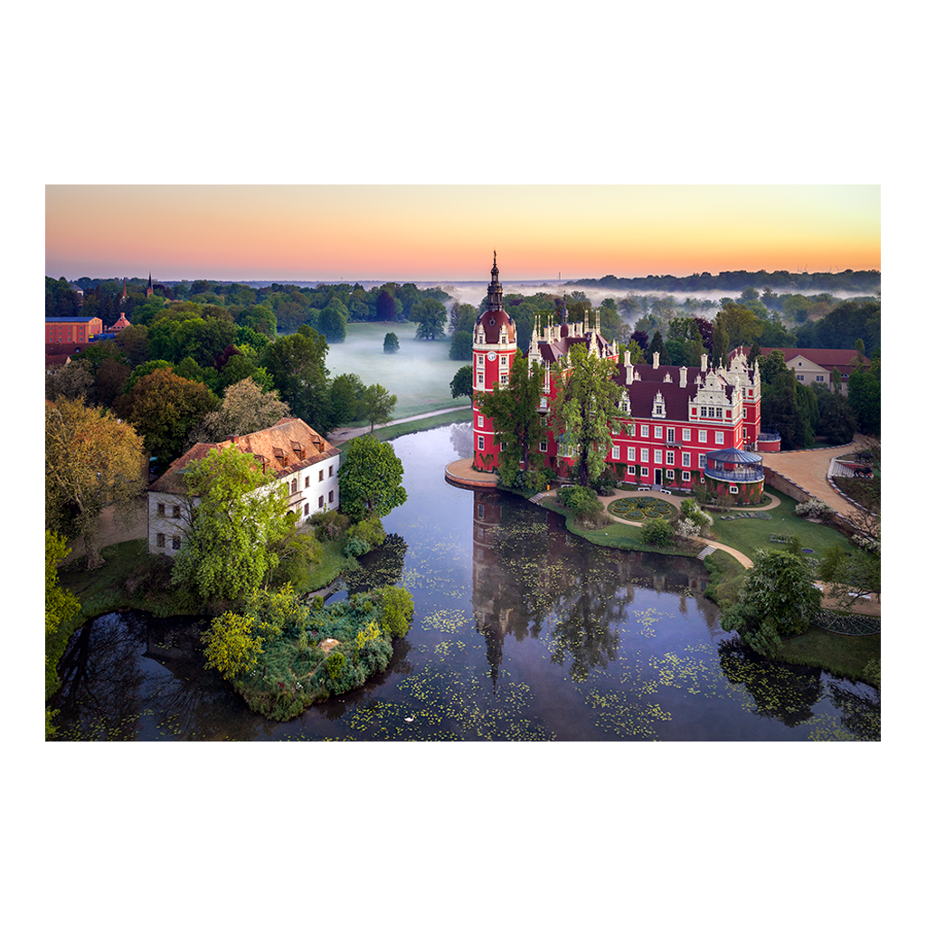 Acryl Board (01677) Schloss Muskau am frühen Morgen