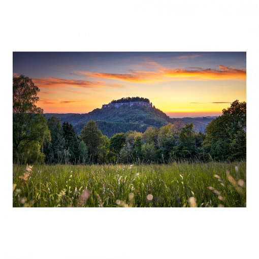 Poster (01678) Festung Königstein zum Sonnenuntergang