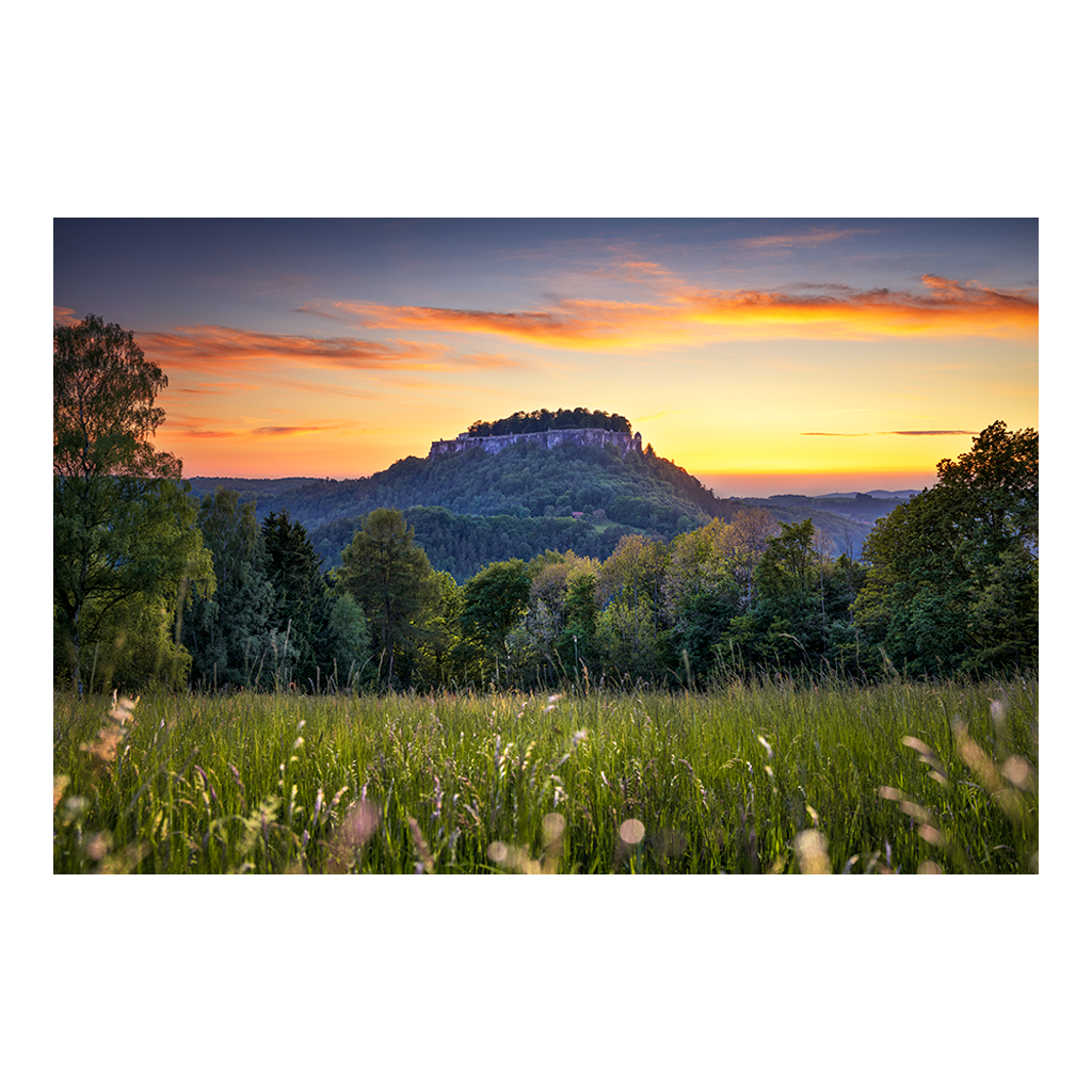 Poster (01678) Festung Königstein zum Sonnenuntergang