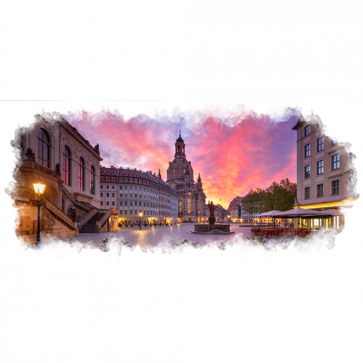 Fototasse (Nr. 01354) Neumarkt mit Frauenkirche zum Sonnenaufgang