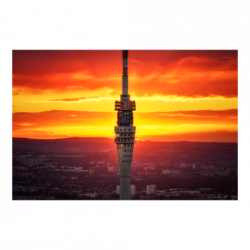 Acryl Board (01741) Fernsehturm im Sonnenuntergang