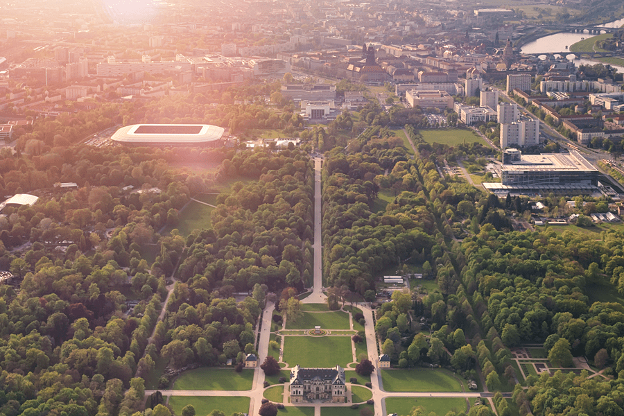 Der Große Garten im Abendlicht