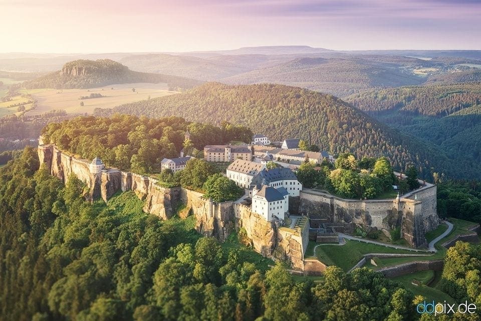 Festung Königstein zum Sonnenaufgang