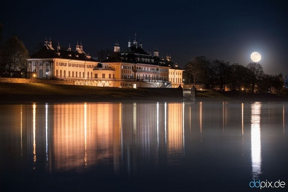 Mondaufgang am Schloss Pillnitz