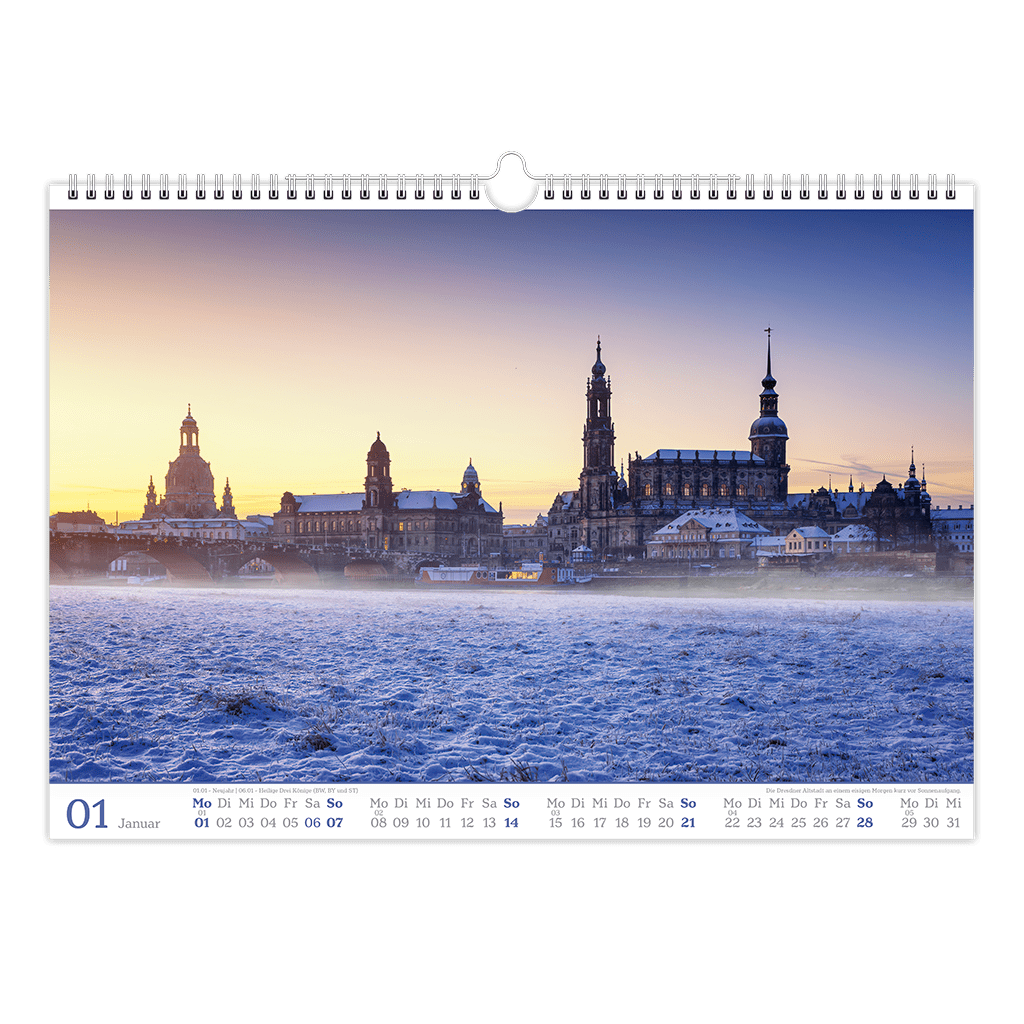Dresden Kalender 2024 - Januar Kalenderblatt