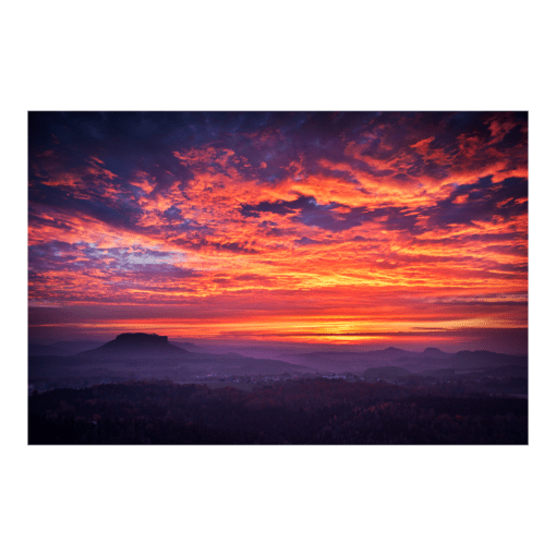 Acryl Board (00136) Brennende Wolken am Lilienstein