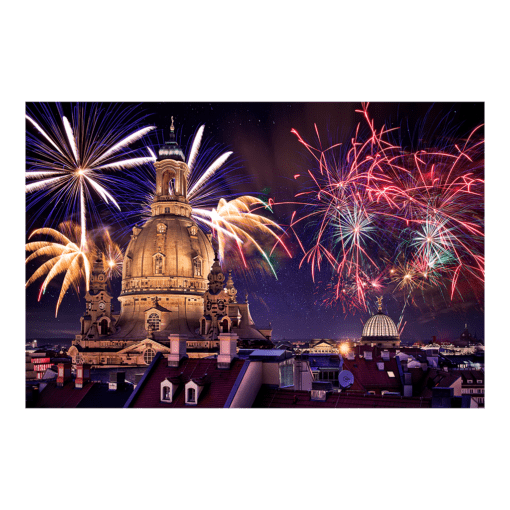Acryl Board (00219) Feuerwerk hinter der Frauenkirche