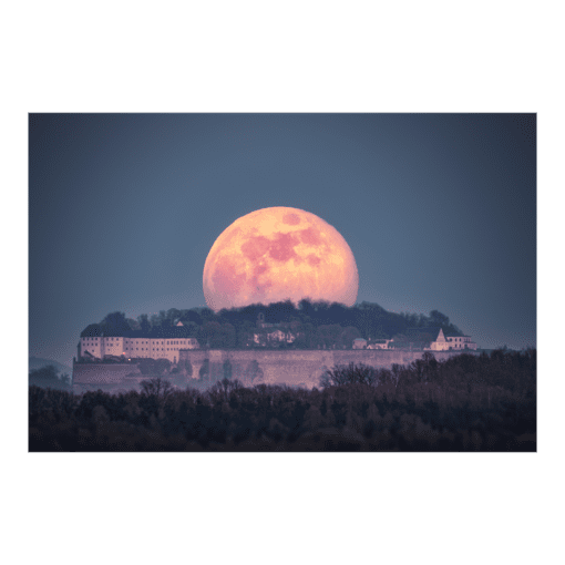 Poster (00691) Vollmond hinter Festung Königstein