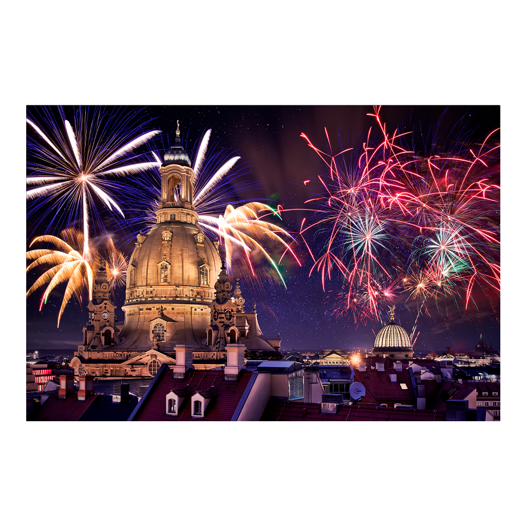 Acryl Board (01311) Feuerwerk hinter der Frauenkirche