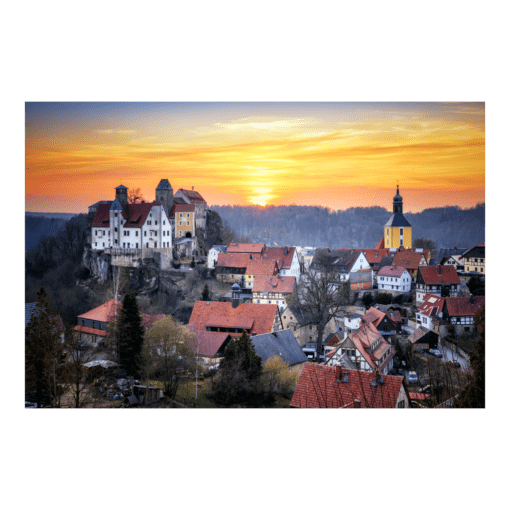 Fotoabzug (01460) Burg Hohnstein zum Sonnenuntergang