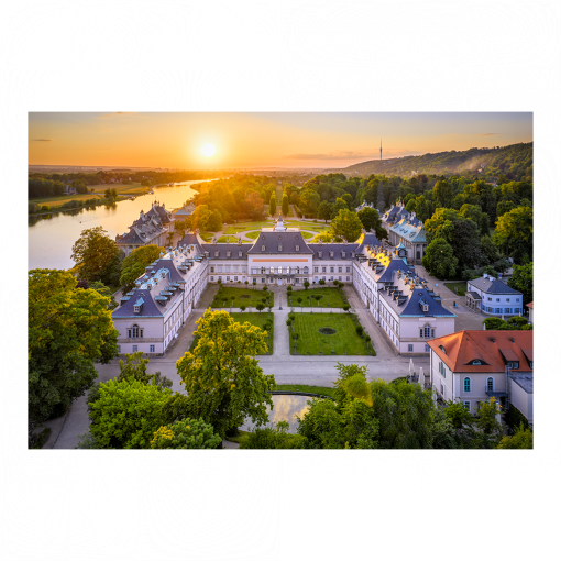 Leinwand (01522) Schloss Pillnitz zum Sonnenuntergang