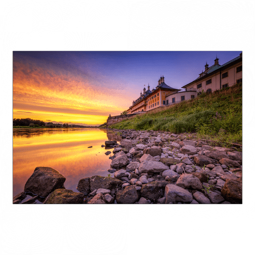 Poster (01545) Schloss Pillnitz zum Sonnenuntergang