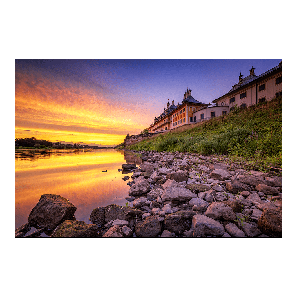 Alu-Dibond (01545) Schloss Pillnitz zum Sonnenuntergang