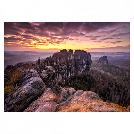 Puzzle (Nr. 01452) Schrammsteine zum Sonnenuntergang