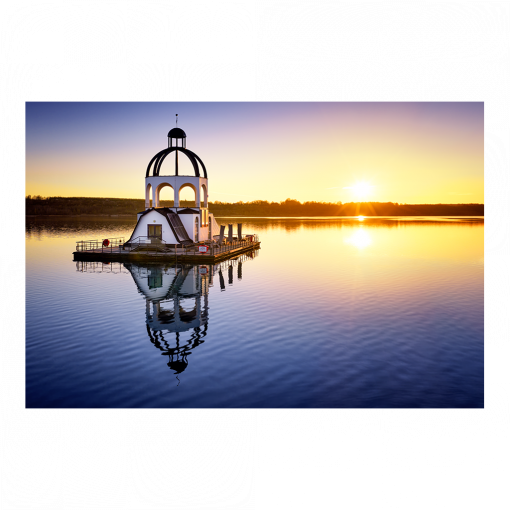 Fotoabzug (01625) Störmthaler See zum Sonnenaufgang