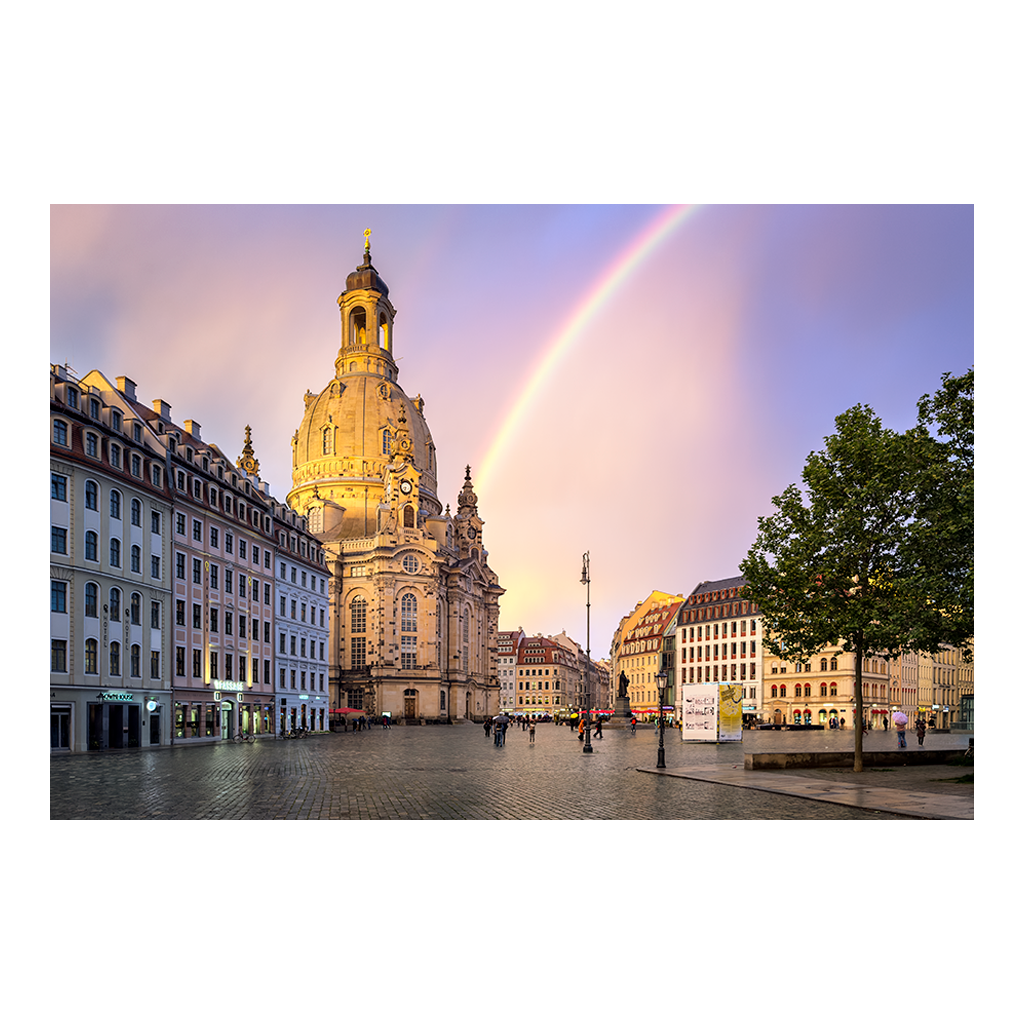 Fotoabzug (01674) Frauenkirche unterm Regenbogen