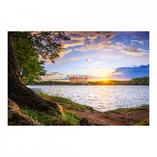 Fotoabzug (01675) Schloss Moritzburg zum Sonnenuntergang