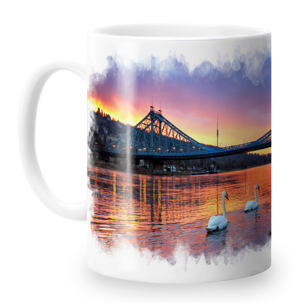 Fototasse (Nr. 01318) Sonnenaufgang am Blauen Wunder – Bild 2