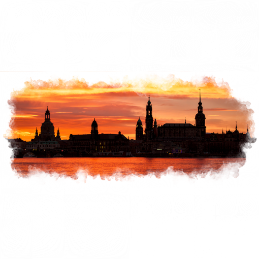 Fototasse (Nr. 01334) Dresden Skyline zum Sonnenaufgang