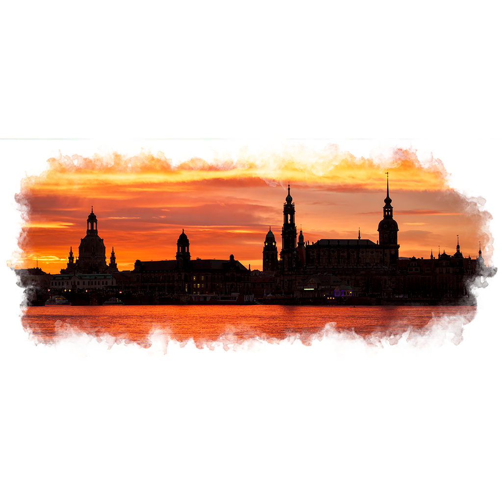 Fototasse (Nr. 01334) Dresden Skyline zum Sonnenaufgang