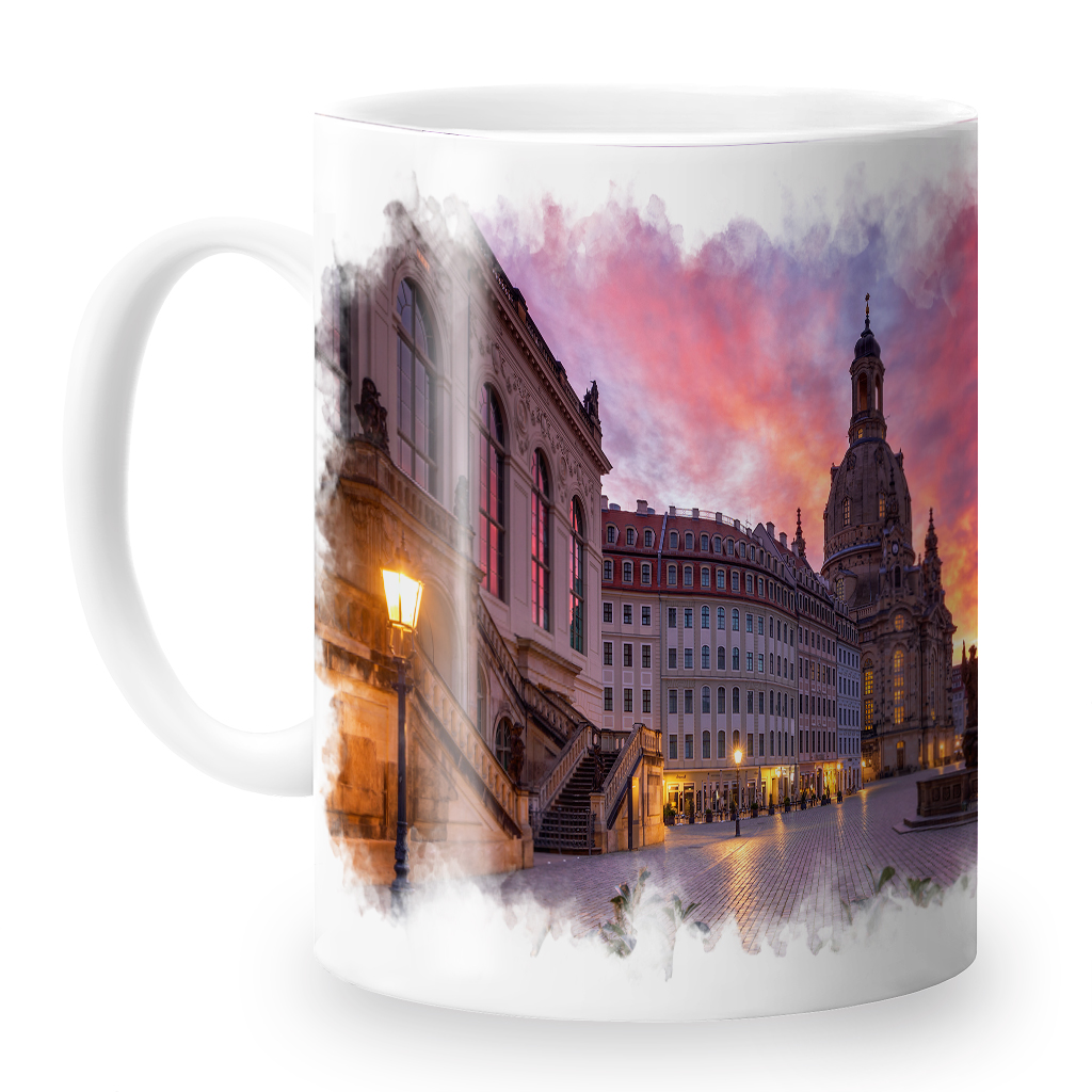 Fototasse (Nr. 01354) Neumarkt mit Frauenkirche zum Sonnenaufgang – Bild 2