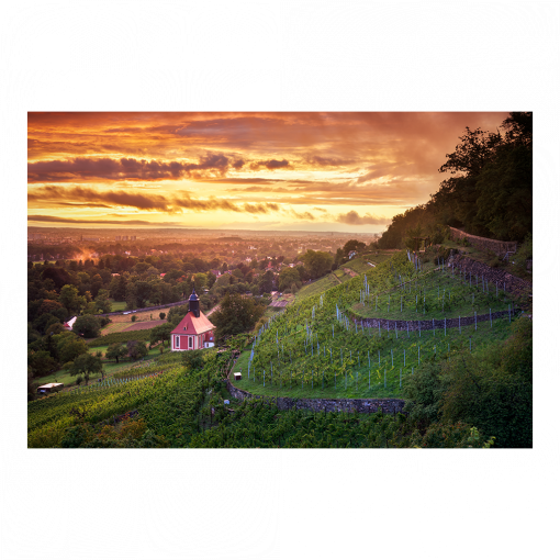 Leinwand (01738) Weinbergkirche im Abendrot