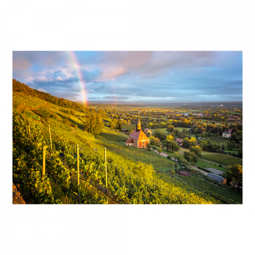 Leinwand (01739) Weinbergkirche mit Regenbogen
